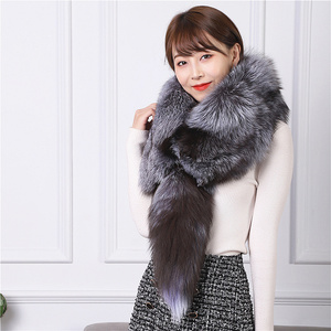 2019整条银狐狸毛围巾韩版整只整皮狐狸围脖加厚保暖皮草冬男女用