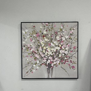 【桃花】手绘油画现代简约立体厚颜料花卉客厅装饰画桃花4040