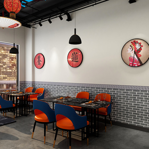 饭店小餐馆装修墙纸砖块餐饮店专用墙裙贴纸自粘墙围子壁纸工业风