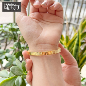 谨宝行 硬金cnc手镯足金999黄金龙鳞手镯马赛克形状亮面宽镯 u614