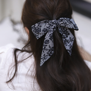 《蕾丝》发带女复古神秘黑色印花布艺绑发百搭束发发箍如絮手作