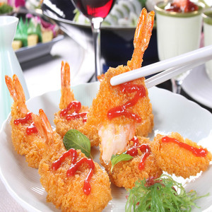 亚洲渔港蝴蝶虾1000g 冷冻开背黄金裹粉炸虾即食面包虾油炸商用