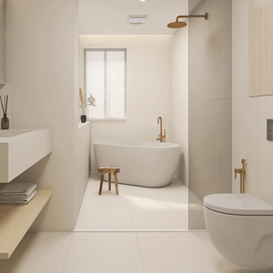 宅寂简约米白奶油色奶白色瓷砖卫生间浴室纯色墙砖仿古砖600x1200