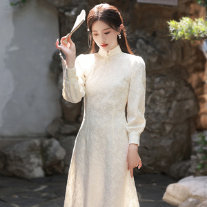 新中式年轻款淑女范雪尼尔奥黛旗袍2023年秋季新款显瘦日常少女装