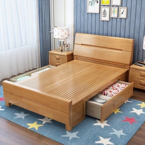0.9米单人床1.2米家用小户型实木床儿童床1米床1.35米1.5米经济型