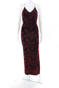 美国House of Harlow 1960 闪光红黑色吊带露背长礼服连衣裙 现货