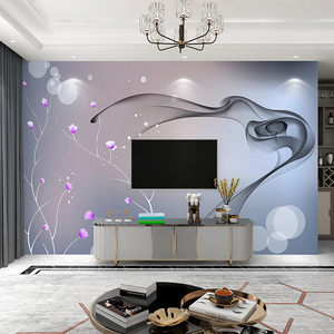 16d电视背景墙壁纸现代简约墙纸8d立体壁画大气时尚烟雾黑白墙布