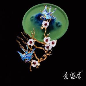 素靥居原创汉服燕子发簪头饰樱花梅花发钗桃花杏花步摇钗·蕊燕