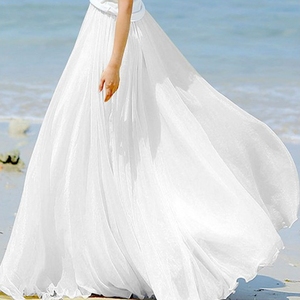 半身裙女波西米亚沙滩长裙2024年春夏新款a字显瘦雪纺超仙白色裙
