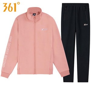 361度女装运动套装春秋新款361女跑步运动服装开襟针织卫衣长裤女