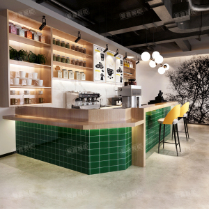 定制餐厅前台收银台网红奶茶店柜台酒吧创意转角吧台桌网咖接待