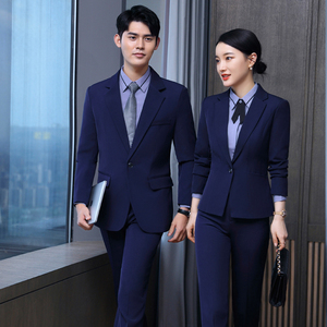 男女同款职业套装秋季酒店前台工作服气质售楼部工装女马甲三件套