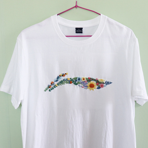 刺绣手工diy材料包李宁清新花草自绣字母纯棉t恤短袖卫衣赠送男友