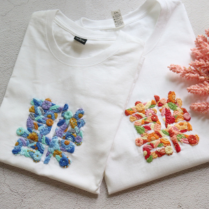刺绣手工diy材料包创意字喜乐喜樂花草情侣t恤衣服短袖送男女朋友