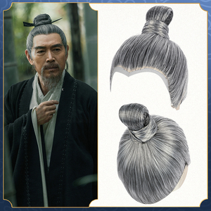 新品古装男士假发套影视造型老年花白发套影楼写真公子透气高温丝