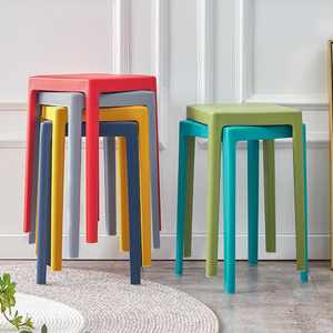 家用加厚塑料胶凳子餐桌吃饭高板凳经济型客厅简易可摞叠创意方凳
