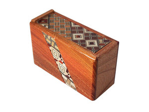 代购 日本制 寄木細工 箱根伝統工艺品 手工木制机关牙签筒盒子