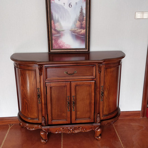 餐边柜实木美式轻奢现代半圆储物柜欧式客厅家用置物茶水柜玄关柜