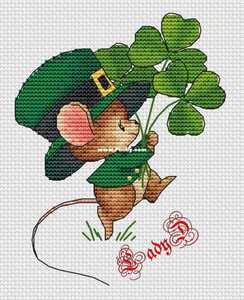 【团宝十字绣图纸打印】小清新系列dw127爱尔兰小老鼠 原版彩图