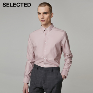 【新疆棉】selected思莱德微弹纯色潮流商务长袖衬衫t|421205002