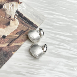 Aries 925纯银经典拉丝银豆坠子耳钉复古简约高级感小众设计耳环