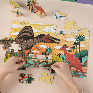邦臣小红花小恐龙拼图-棘龙42片儿童全脑逻辑思维训练益智拼图2-3-4-5