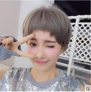 眉上刘海整顶假发女短发 狗啃二次元刘海 自然逼真蓬松短直发bobo