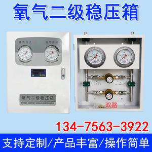 氧气二级稳压箱医用气体减压箱单双路流量计数显空气稳压报警装置