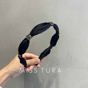 Miss Tura韩国进口黑色淑女带钻高级感发箍束发头箍发卡