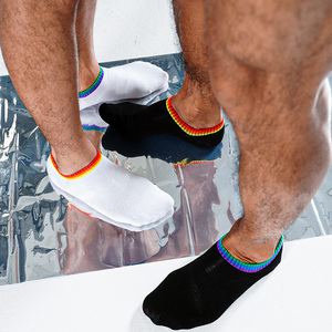 sockkon 男士六色彩虹左右脚薄款夏季四季运动健身船袜棉袜薄袜子