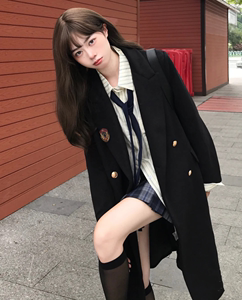 黑色毛呢外套女中长款冬新款韩版气质小个子学院风加厚大衣赫本风