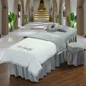 新款轻奢风珊瑚绒水晶绒美容院床罩四件套按摩床专用床品床套床单