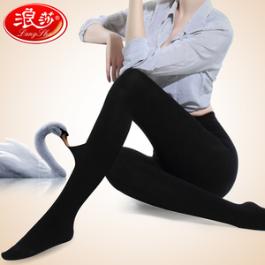 浪莎黑色连裤袜秋冬款加厚加绒肉色丝袜冬季打底裤袜连体连脚美腿