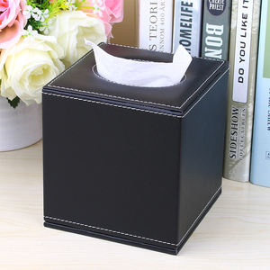 黑色皮革卷纸盒圆形纸巾筒 卫生间家用客厅欧式创意简约餐巾纸盒