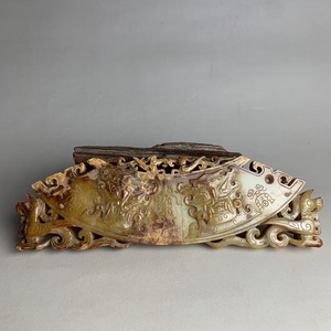 私聊询价 商周石家河人面凤鸟玉璜摆件浮雕古玉老玉高古玉器收藏