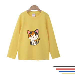 可爱猫咪图案男女宝宝t恤童装儿童纯棉长袖t恤小孩儿春天衣服班服