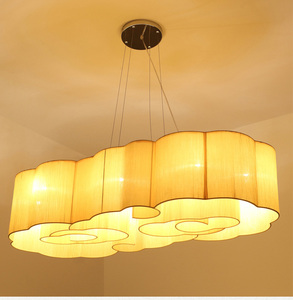 新中式现代吸顶灯长祥云彩布艺灯订制玄关酒店会所大厅堂工程灯具