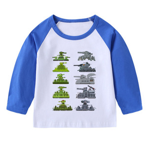 童装大坦克图案长袖t恤男孩子打底衫中小学生上衣 女童儿童衣服宝