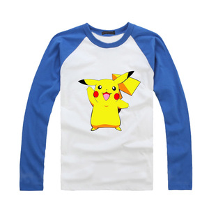 宠物小精灵皮卡丘比卡丘 长袖上衣服神奇宝贝男女儿童t恤童装宝宝