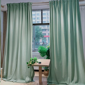 外贸出口纯棉窗帘厚实挂钩穿杆半遮光窗帘布客厅遮光阳台卧室垂顺
