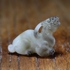 已结缘新疆和田玉白玉籽料羊脂玉精品挂件苏工貔貅朝天吼西枫玉雕