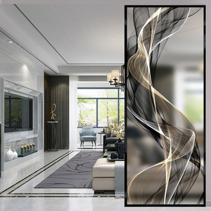 现代简约玻璃屏风隔断客厅装饰卧室遮挡家用入门玄关透光轻奢北欧