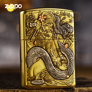 zippo打火机原装正品diy鬼王艺伎刀姬浮雕盔甲机煤油防风送男士