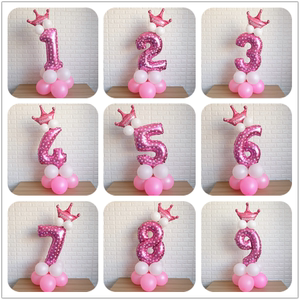 宝宝生日气球布置儿童周岁生日引路数字立柱气球生日派对气球装饰