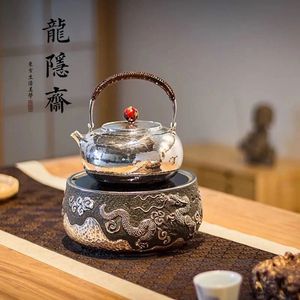 龙隐斋电陶炉煮茶器静音家用铁包银专用煮茶炉铁壶陶瓷煮茶器