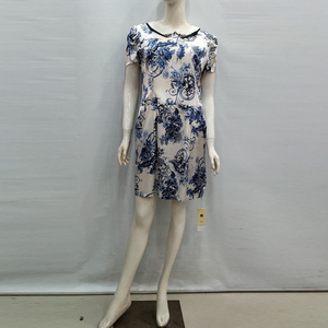 杭州丝绸专柜正品绝版特价S1F028喷绘连衣裙彩纹短袖包臀中裙