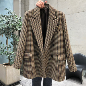 时尚高级感格子复古小西装女2022年春秋新款韩版气质直筒显瘦外套