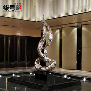 现代酒店大堂装饰品不锈钢雕塑抽象大型落地摆件楼梯下创意艺术品