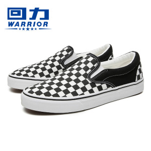 回力男鞋女官方官网旗舰店官帆布鞋棋盘格一脚蹬邮费黑白61万斯