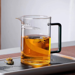 北大史玻璃过滤公道杯绿茶杯泡茶公杯加厚茶漏一体分茶器月牙杯